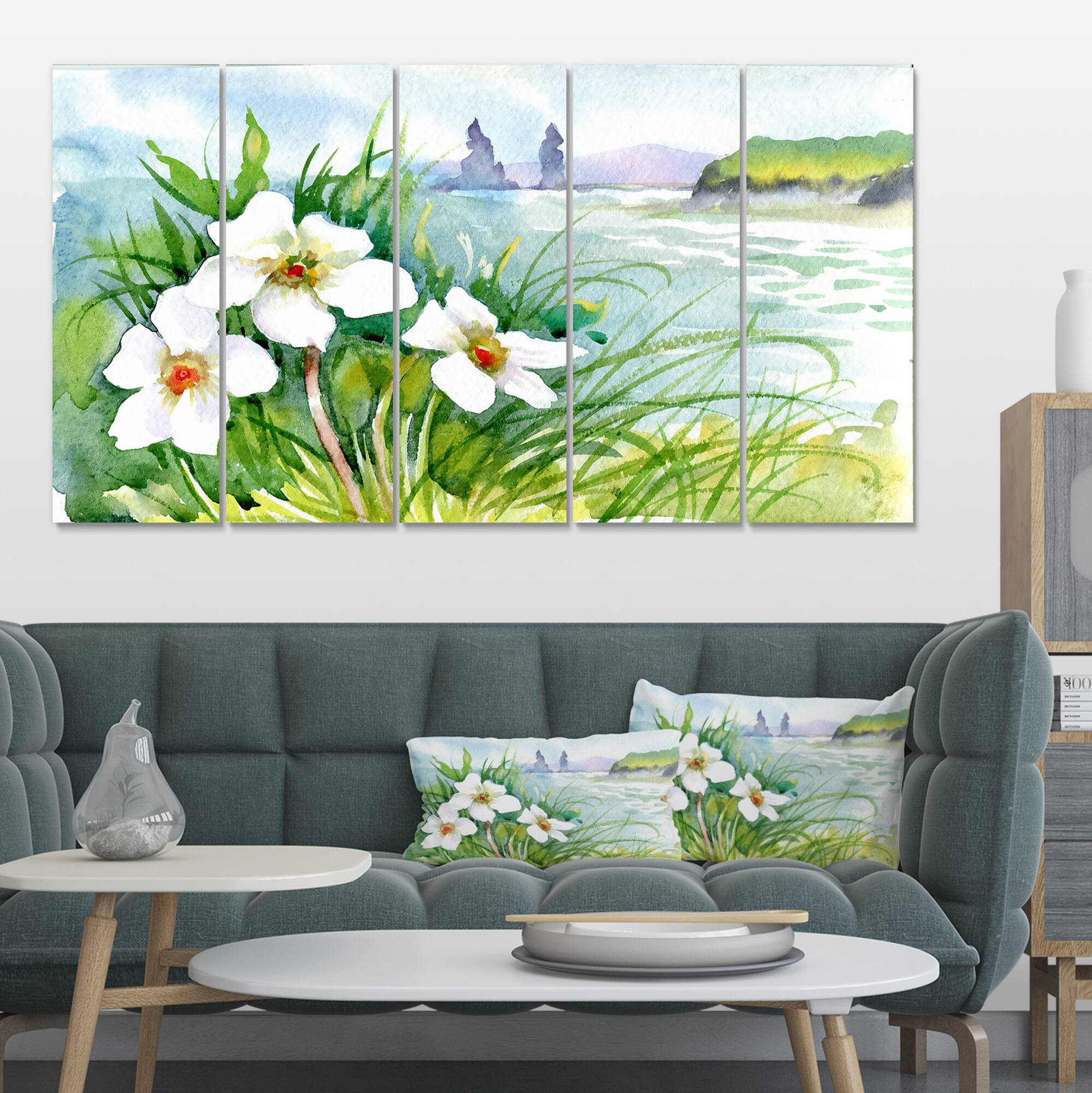 Designart - Blooming Flowers on Summer River